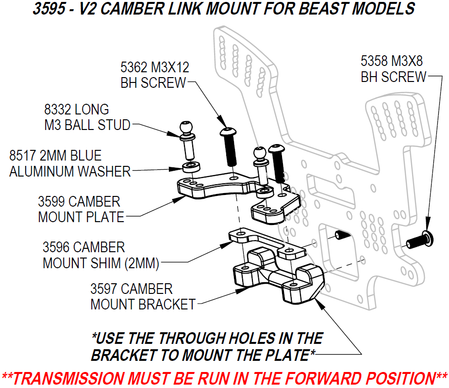 Custom Works V2 REAR CAMBER LINK MOUNT fits BULLET, OUTLAW and ROCKET 3594