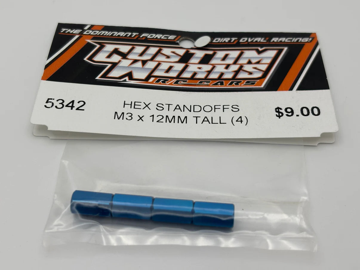 Custom Works HEX STANDOFFS M3x12MM TALL (4) 5342