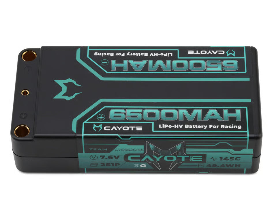 Cayote 2S 145C LCG Shorty LiHV Battery (7.6V/6500mAh) w/5mm Bullets