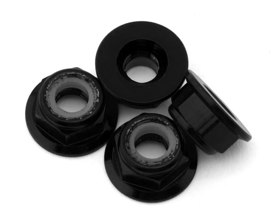 Yokomo 4mm Flanged Aluminum Low Profile Nylon Lock Nuts: Black,Red,Blue,Purple